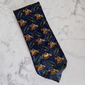 Pierre Cardin Paris Navy Blue Equestrian Horse Polo Jockey Derby Mens Neck Tie
